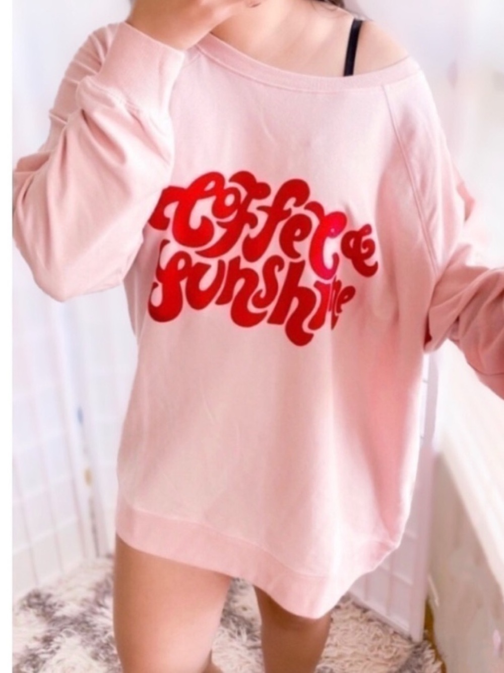 Wildfox Light Pink Coffee & Sunshine Jumper Sweatshirt
